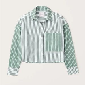 Abercrombie cropped striped button up